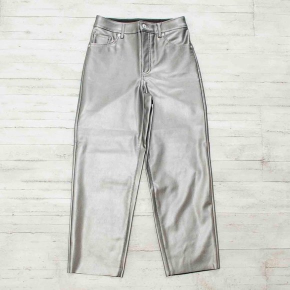 NWT Express Straight Super High Rise Metallic Crop Pants...